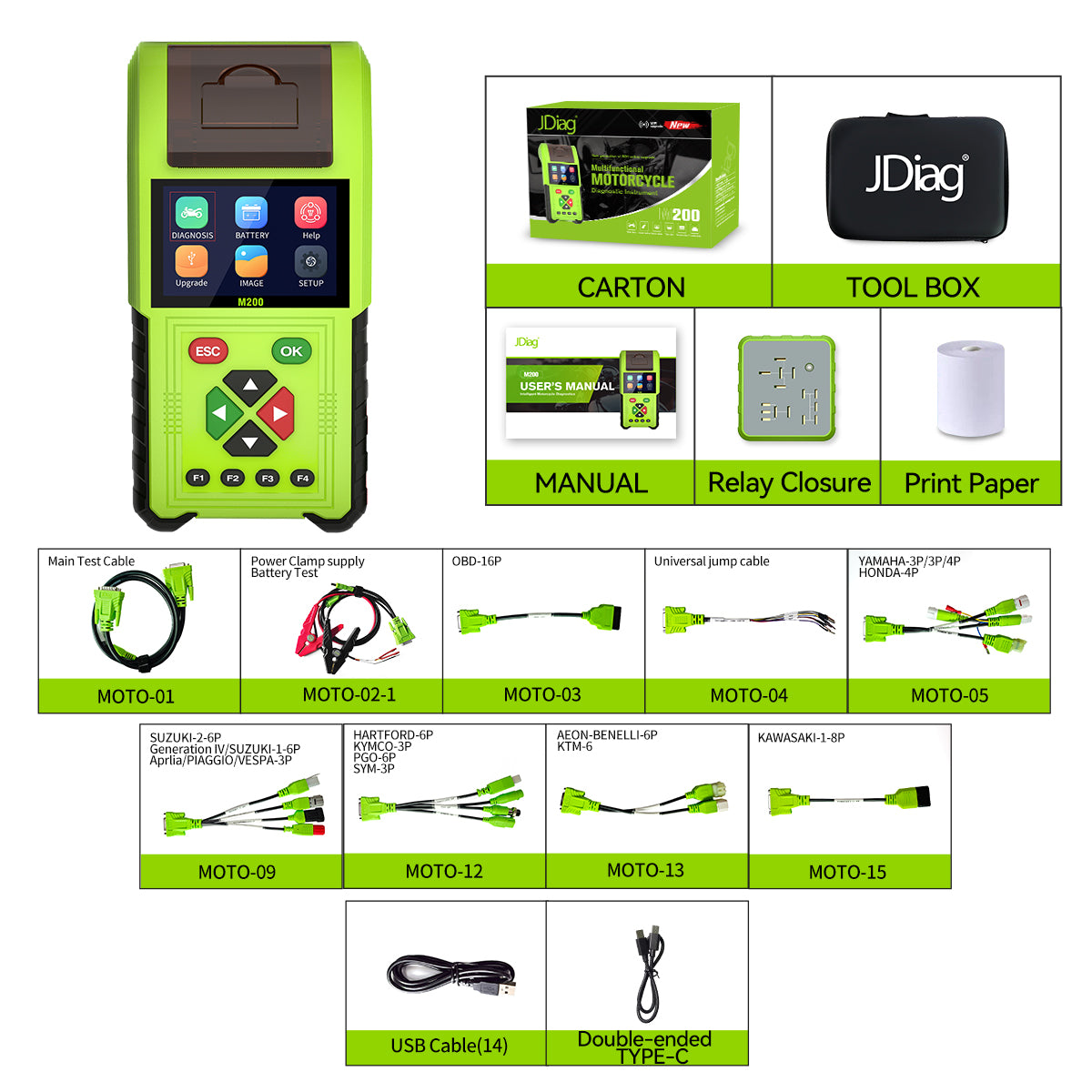 JDiag M200 Motorcycle OBD2 Scanner