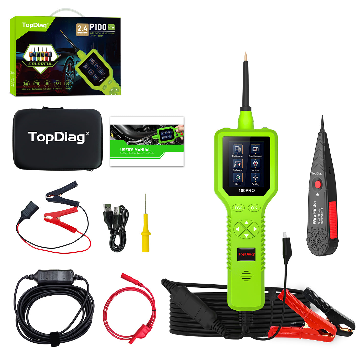 P100 Pro Power Circuit Probe Kit - Automotive Digital Multimeter Tester, Oscilloscope, and Circuit Breaker Finder