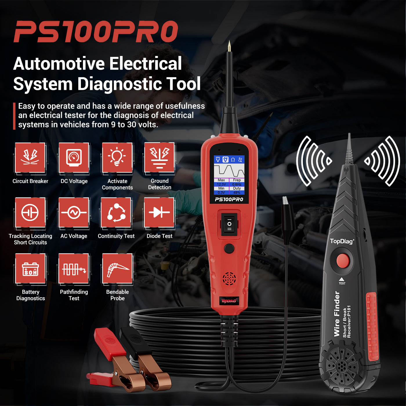 2025 PS100PRO Circuit Tester, Power Circuit Probe Scan Tool