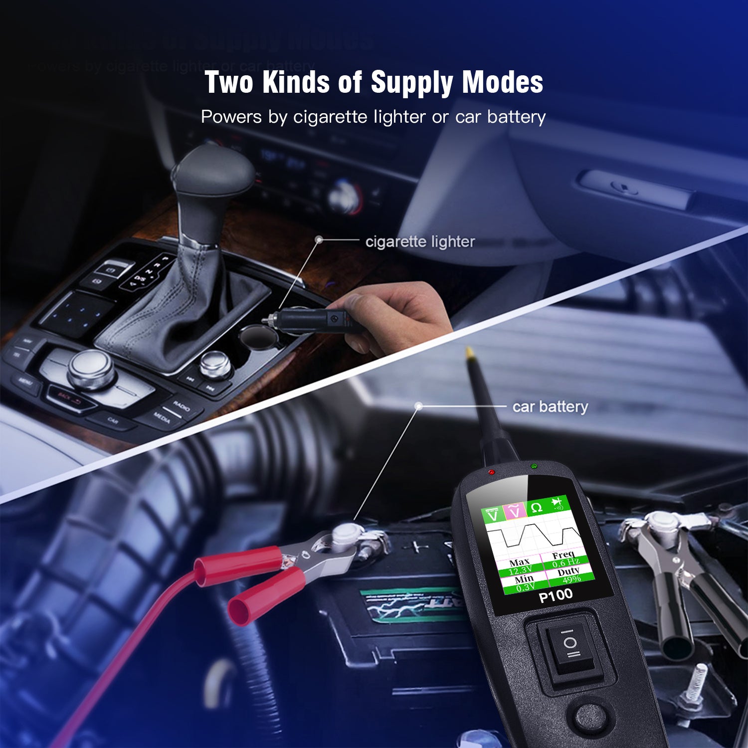 TopDiag P100 Automotive Circuit Tester, Power Probe,12V 24V, AC DC Digital Voltage Tester